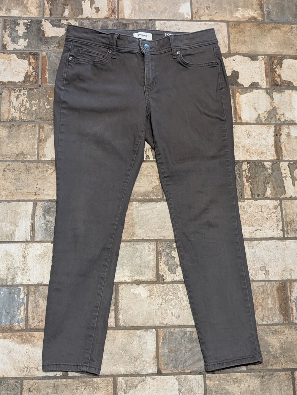 Sonoma Goods For Life Dark Charcoal Gray Stretch Skinny Pants - Women's Size 12P